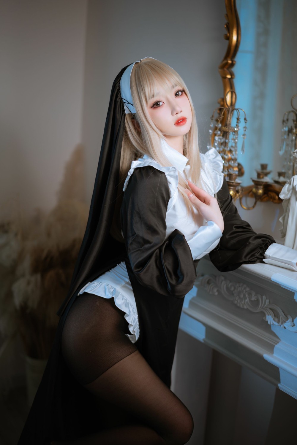 鬼畜瑶Cosplay 修女 黑丝巨乳的诱惑