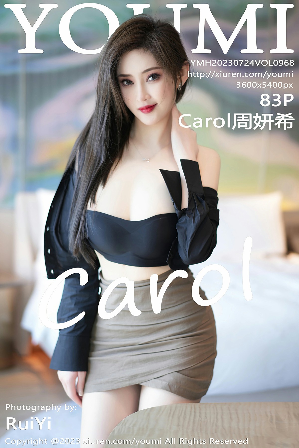 [YOUMI尤蜜荟] 2023.07.24 VOL.968 Carol周妍希  黑色上衣 驼色短裙 性感私房写真 [83+1P]