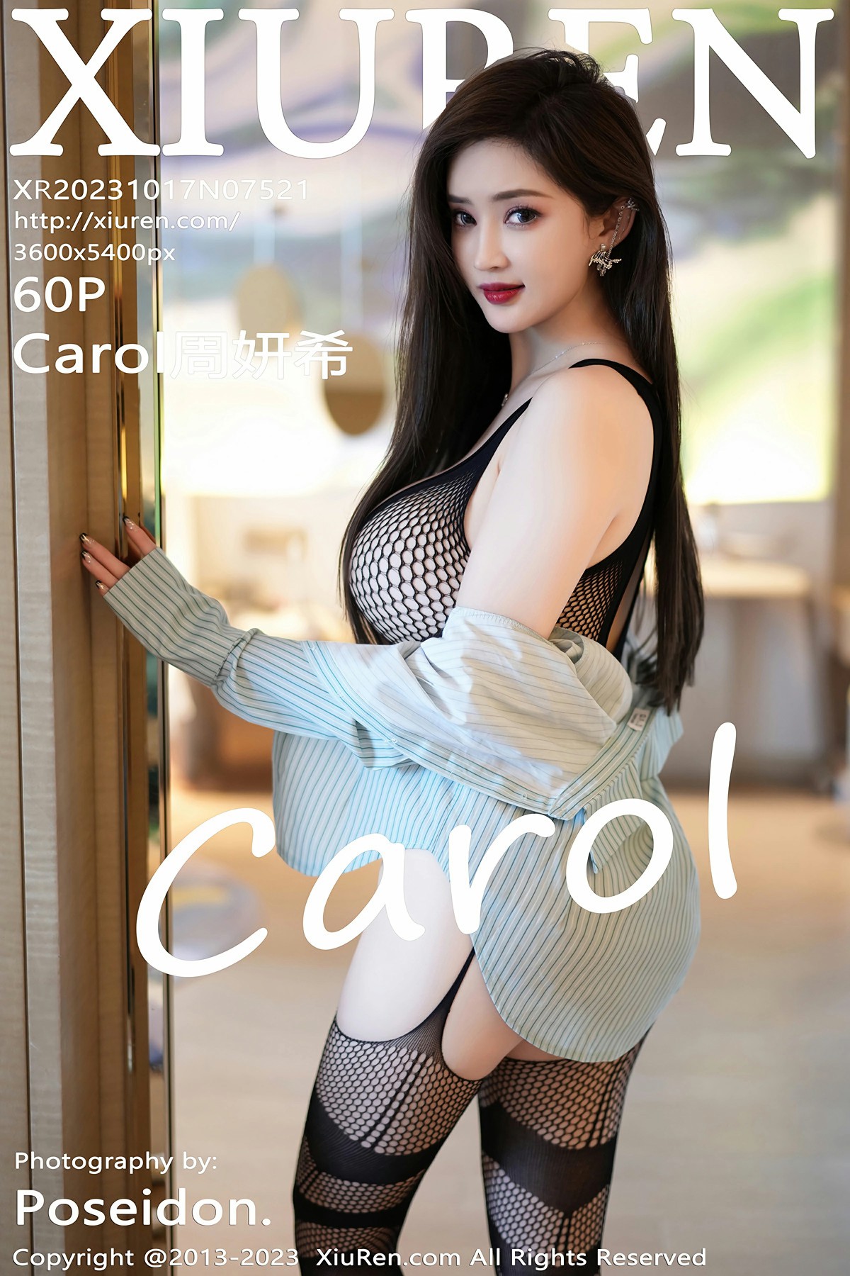 [XiuRen秀人网] 2023.10.17 No.7521 Carol周妍希 黑色网格情趣服饰 黑色网格袜 性感写真 60+1P]