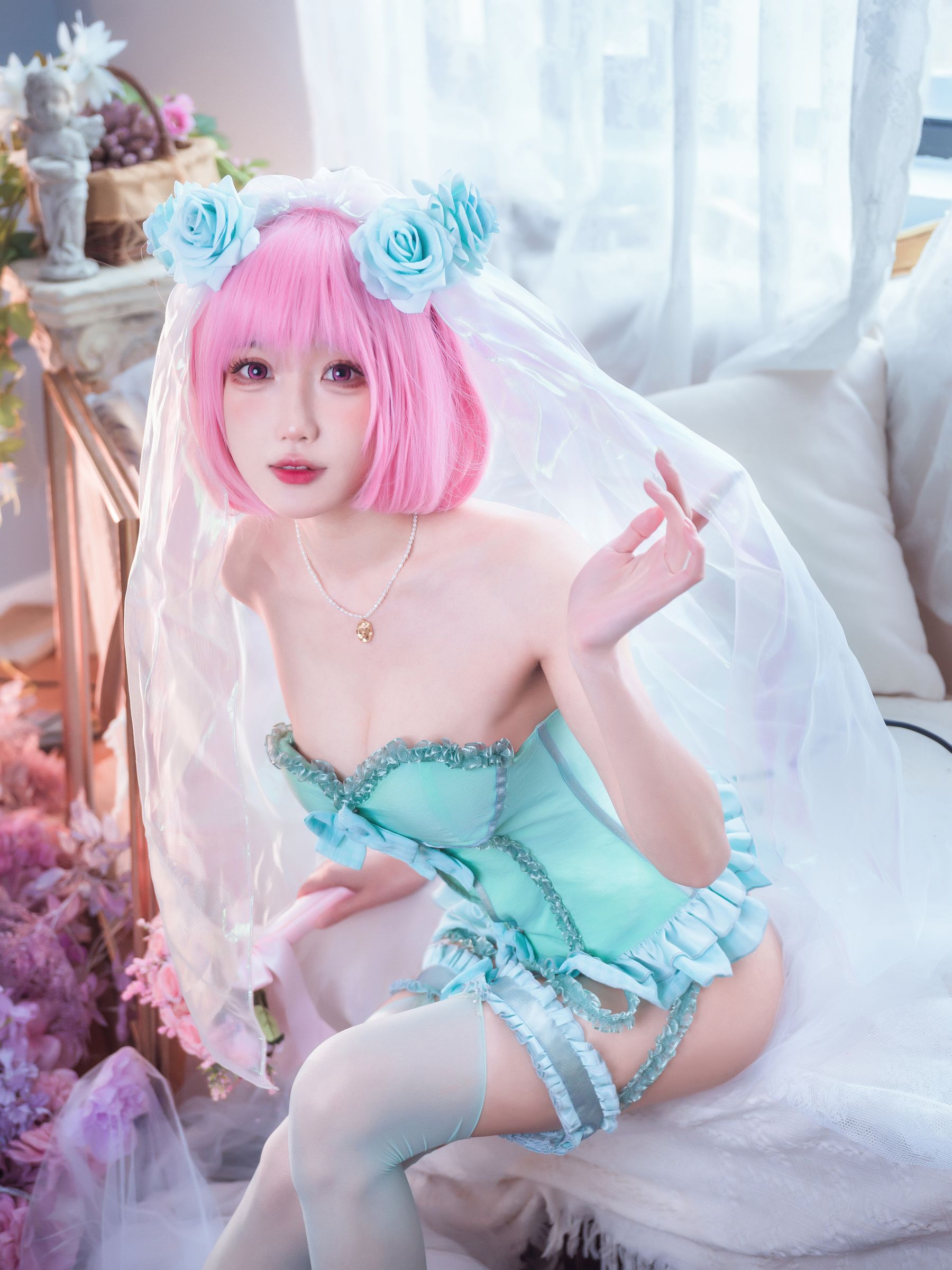 [COSPLAY]阿包也是兔娘 – 王女梦梦 婚纱内衣