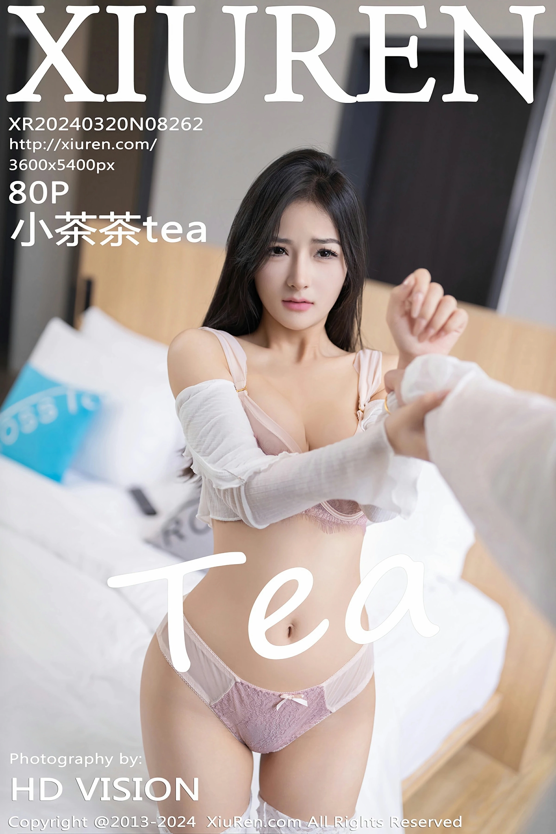 [XiuRen秀人网] 2024.03.20 No.8262 小茶茶tea 粉灰色蕾丝内衣 性感写真 [80+1P]