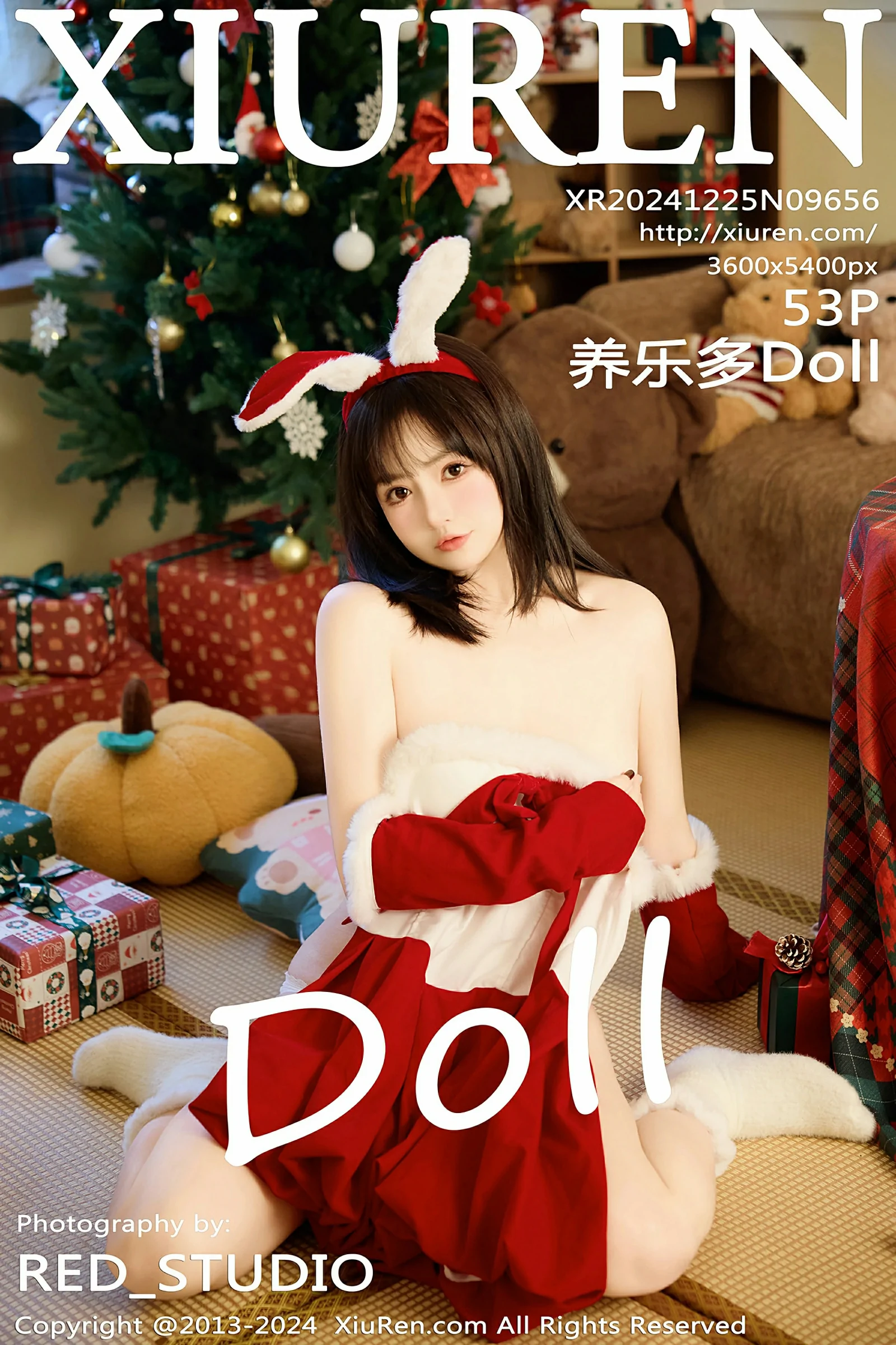 [XiuRen秀人网] 2024.12.25 No.9656 养乐多Doll 圣诞主题 红色连衣短裙 性感写真 [53+1P]